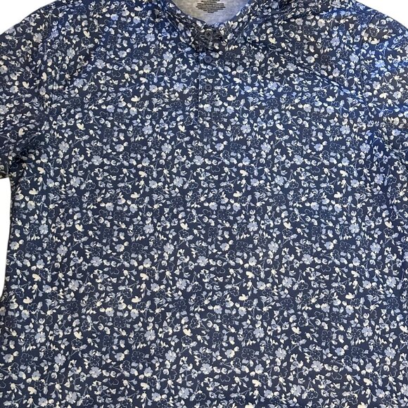2XLT Men's APT. 9 Vintage White & Blue Floral Hawaiian Polo Excellent - Picture 2 of 7
